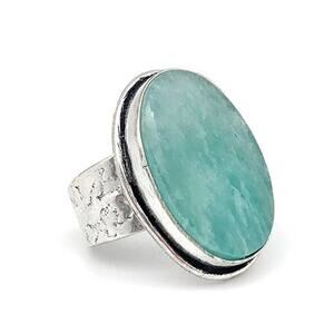 Kashi Semiprecious Oval Stone Ring Amazonite Adjustable